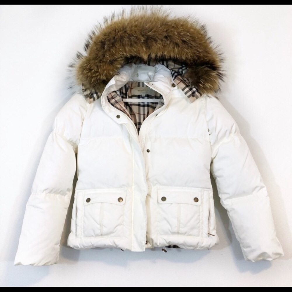 Burberry down puffer Raccoon fur trim hood